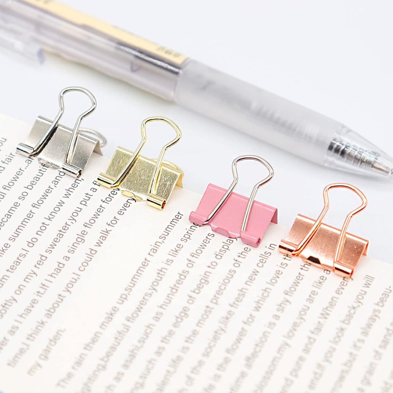 YCVIORING Pink Binder Clips, Mini Paper Clip, Small Paper Clamps 15mm (5/8 inch), 100 Pack Micro Size Office Clips for Home School and Business (Pink) - Image 4